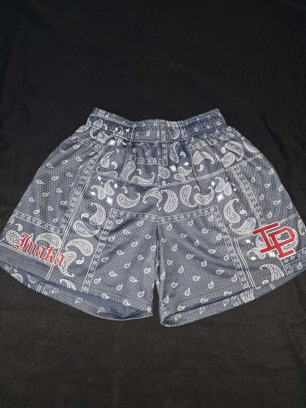Inaka Power Paisley Mesh Workout Shorts Gray Red